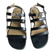 HERMES BLACK LEATHER TRANSAT GLADIATOR SANDALS (39)