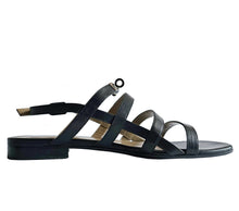 HERMES BLACK LEATHER TRANSAT GLADIATOR SANDALS (39)