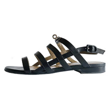 HERMES BLACK LEATHER TRANSAT GLADIATOR SANDALS (39)