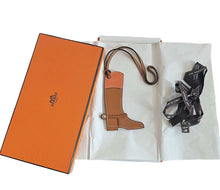 HERMES GOLD/ORANGE LEATHER PADDOCK BOOT CHARM