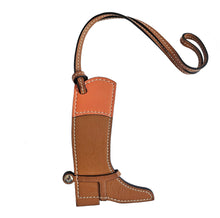 HERMES GOLD/ORANGE LEATHER PADDOCK BOOT CHARM