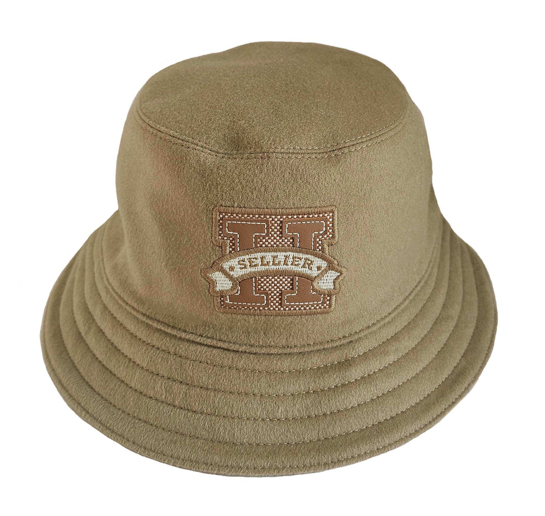 HERMES BEIGE HARPER H SELLIER CASHMERE BUCKET HAT (56)