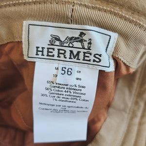 HERMES BEIGE HARPER H SELLIER CASHMERE BUCKET HAT (56)