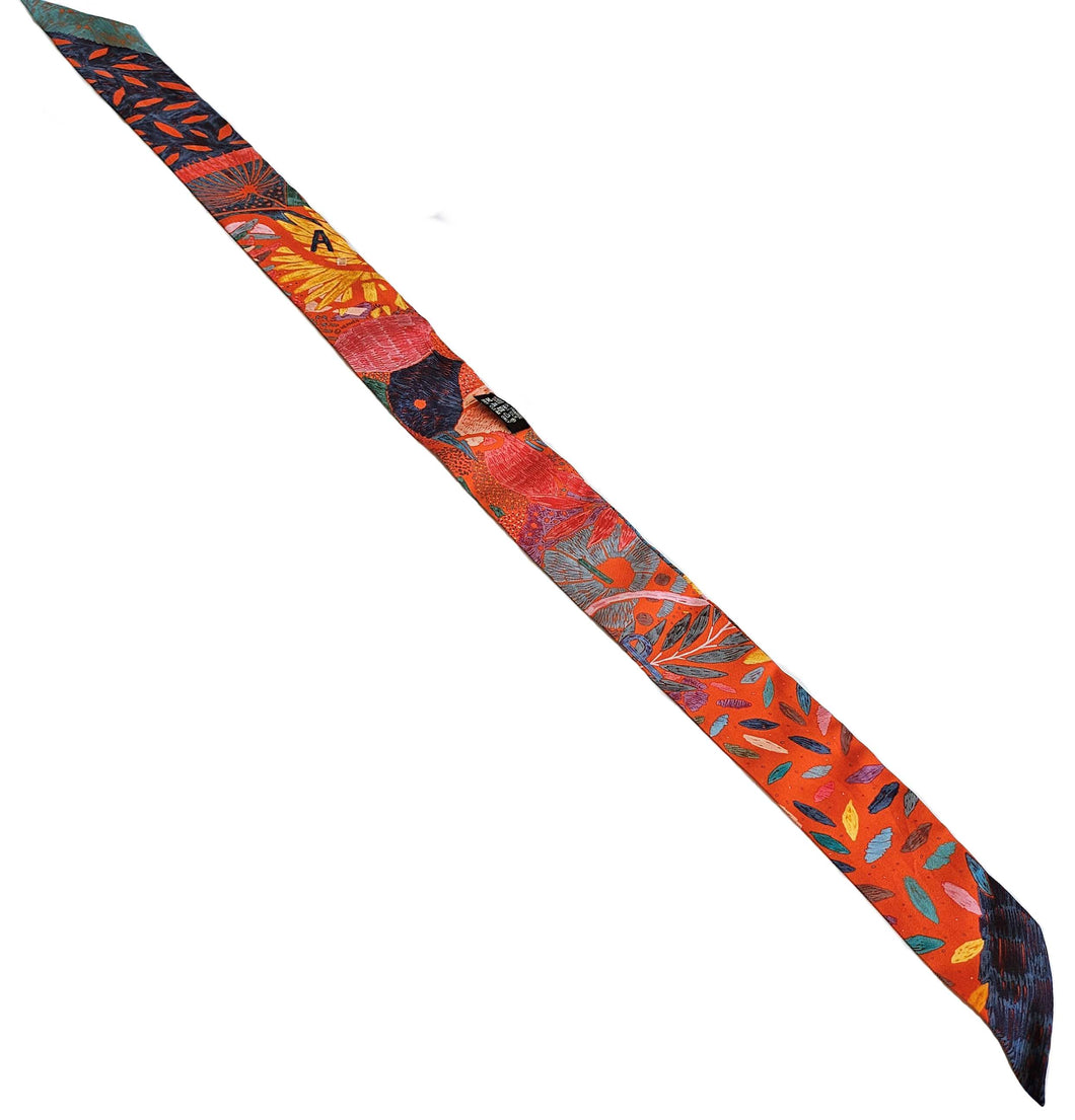 HERMES ORANGE CHACUN FAIT SON NID SILK TWILLY SCARF