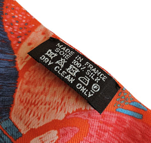 HERMES ORANGE CHACUN FAIT SON NID SILK TWILLY SCARF
