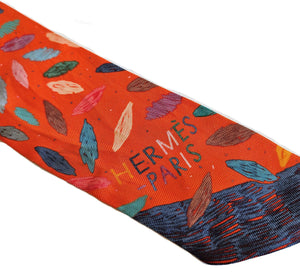 HERMES ORANGE CHACUN FAIT SON NID SILK TWILLY SCARF