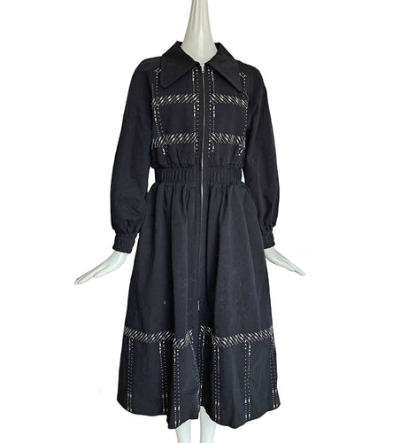 INITIAL BLACK METAL APPLIQUE RAGLAN SLEEVES DRESS COAT (2)