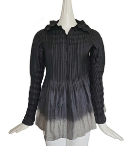 ISSEY MIYAKE BLACK OMBRE PLEATED BLOUSE (2)