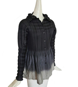 ISSEY MIYAKE BLACK OMBRE PLEATED BLOUSE (2)