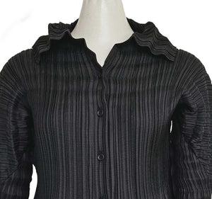 ISSEY MIYAKE BLACK OMBRE PLEATED BLOUSE (2)