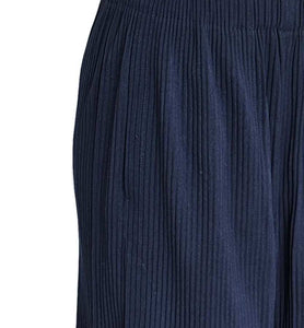 ISSEY MIYAKE ME NAVY PLEATED WIDE LEG PANTS (ONE SIZE)