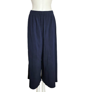 ISSEY MIYAKE ME NAVY PLEATED WIDE LEG PANTS (ONE SIZE)