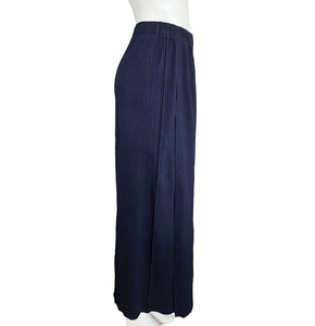 ISSEY MIYAKE ME NAVY PLEATED WIDE LEG PANTS (ONE SIZE)