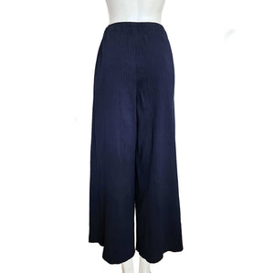 ISSEY MIYAKE ME NAVY PLEATED WIDE LEG PANTS (ONE SIZE)