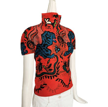 ISSEY MIYAKE ME RED ANIMAL PRINT TOP (One Size)