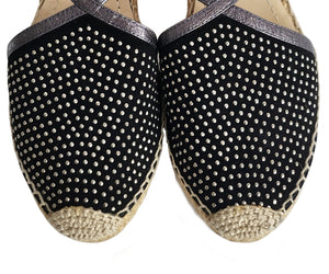 JIMMY CHOO BLACK DONNA METAL STUDDED ESPADRILLES (35.5)