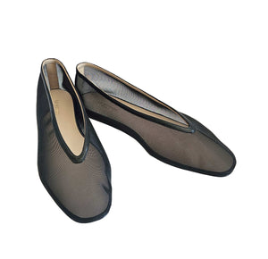 LE MONDE BERYL LUNA LEATHER TRIMMED MESH BALLET FLATS (38)