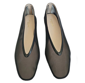 LE MONDE BERYL LUNA LEATHER TRIMMED MESH BALLET FLATS (38)