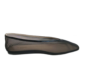 LE MONDE BERYL LUNA LEATHER TRIMMED MESH BALLET FLATS (38)