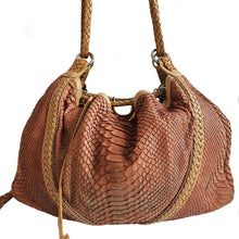 LOEWE ORANGE/BEIGE PYTHON DRAWSTRING HOBO BAG