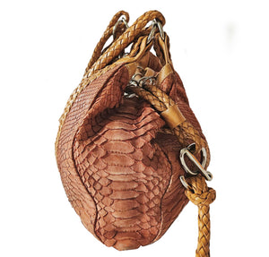 LOEWE ORANGE/BEIGE PYTHON DRAWSTRING HOBO BAG