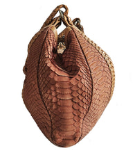 LOEWE ORANGE/BEIGE PYTHON DRAWSTRING HOBO BAG