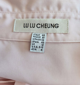 LU LU CHEUNG PINK RUFFLE FRONT SHIRT DRESS (42)