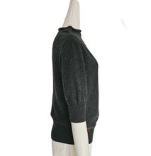 LOUIS VUITTON CHARCOAL PADLOCK LOGO CHAIN MOTIF SHORT SLEEVES CASHMERE SWEATER (XS/S estimate)