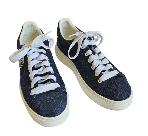 LOUIS VUITTON BLUE DENIM TIME OUT SNEAKERS (39)