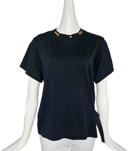 LOUIS VUITTON NAVY FLOWER MOTIF TEE (M)