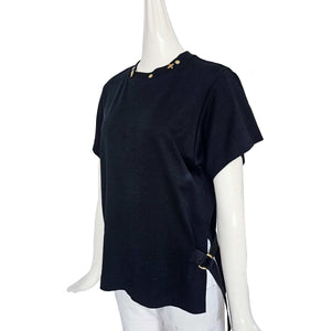 LOUIS VUITTON NAVY FLOWER MOTIF TEE (M)
