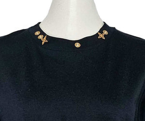 LOUIS VUITTON NAVY FLOWER MOTIF TEE (M)