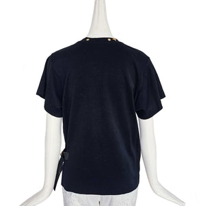 LOUIS VUITTON NAVY FLOWER MOTIF TEE (M)