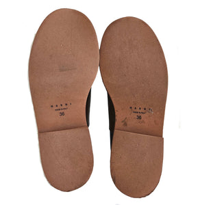 MARNI NAVY/BROWN FRONT FLAP LEATHER SHOES (36)