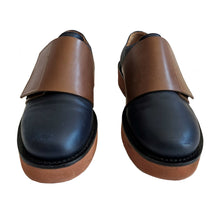 MARNI NAVY/BROWN FRONT FLAP LEATHER SHOES (36)