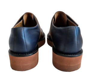MARNI NAVY/BROWN FRONT FLAP LEATHER SHOES (36)