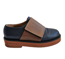 MARNI NAVY/BROWN FRONT FLAP LEATHER SHOES (36)