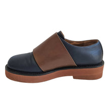 MARNI NAVY/BROWN FRONT FLAP LEATHER SHOES (36)