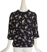 MARNI BLACK/BEIGE PRINT JEWEL APPLIQUE BLOUSE (40)