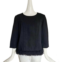 MARNI BLACK FRINGE WOOL TOP (42)