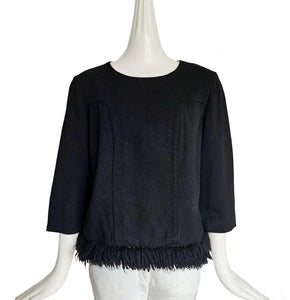 MARNI BLACK FRINGE WOOL TOP (42)