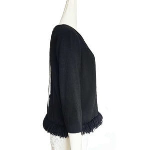 MARNI BLACK FRINGE WOOL TOP (42)