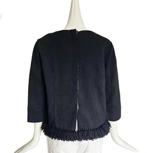 MARNI BLACK FRINGE WOOL TOP (42)