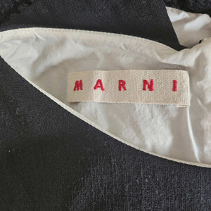 MARNI BLACK FRINGE WOOL TOP (42)