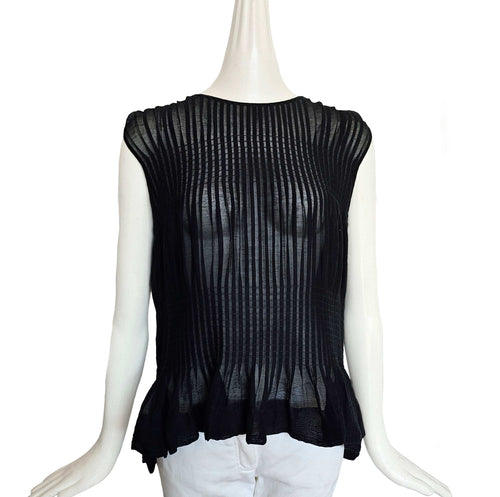 MARNI BLACK PLEATED SHEER FRONT TOP (42)
