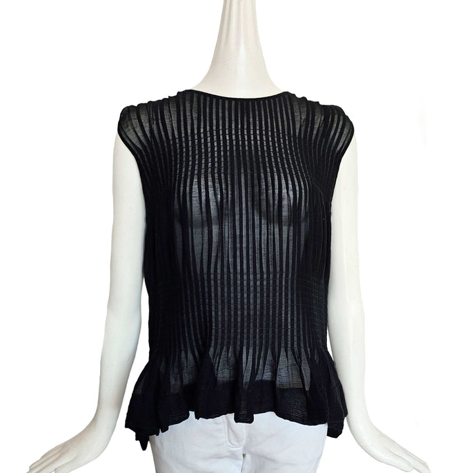 MARNI BLACK PLEATED SHEER FRONT TOP (42)