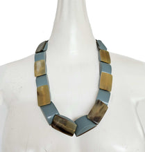MARNI BLUE/GREEN HORN AND RESIN STATION NECKLACE