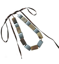 MARNI BLUE/GREEN HORN AND RESIN STATION NECKLACE