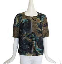 MARNI BLUE/BROWN SHORT SLEEVES BROCADE JACKET (38)