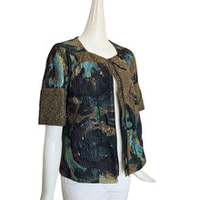 MARNI BLUE/BROWN SHORT SLEEVES BROCADE JACKET (38)